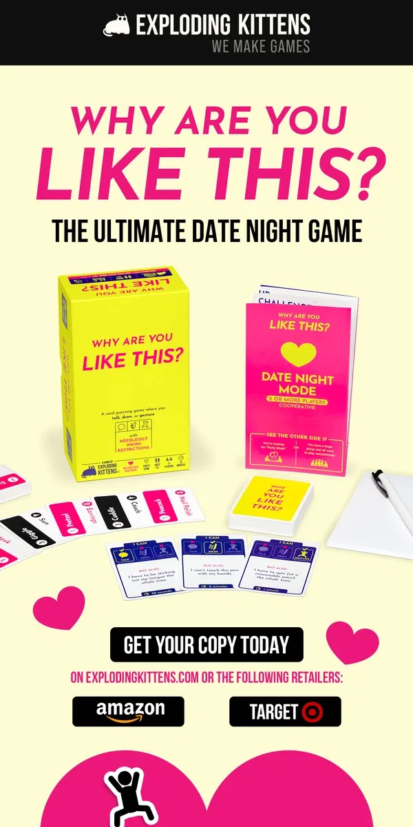 Email from Exploding Kittens. Skip the sappy couple’s games 🥰