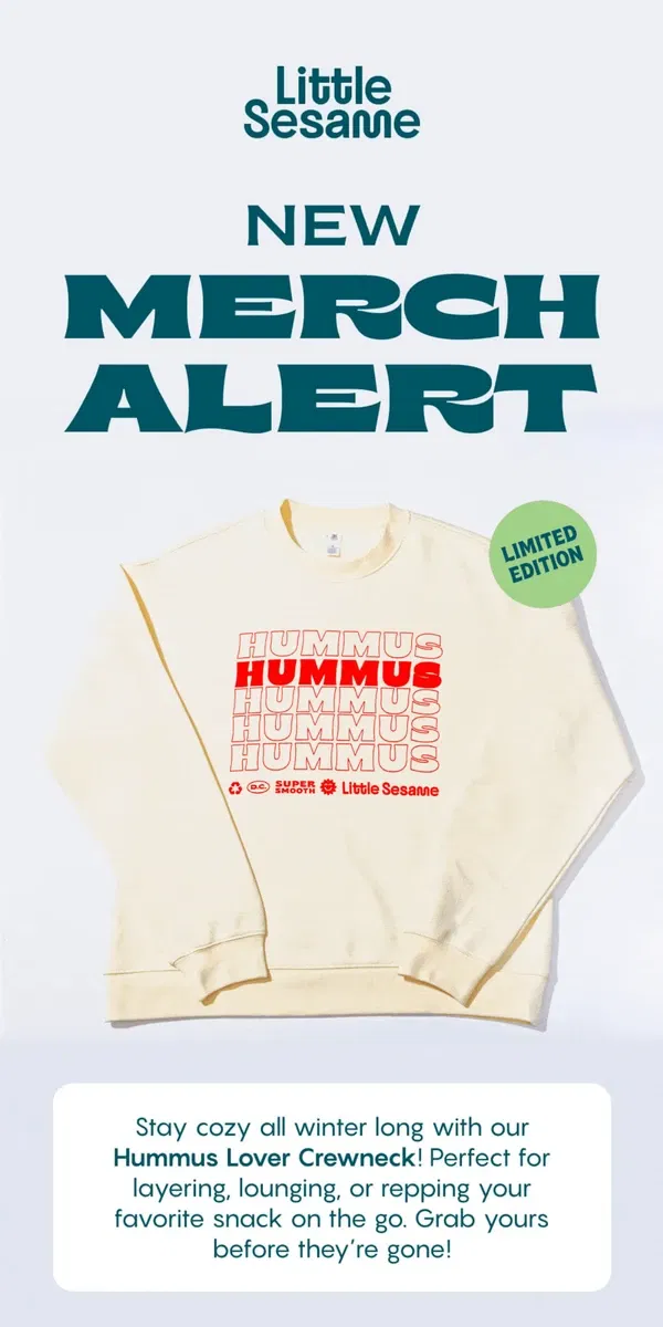 Email from Little Sesame. NEW MERCH ALERT 🚨