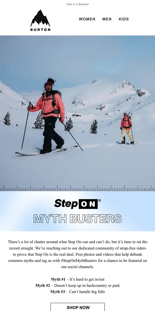 Email from Burton. Step On Myths Debunked