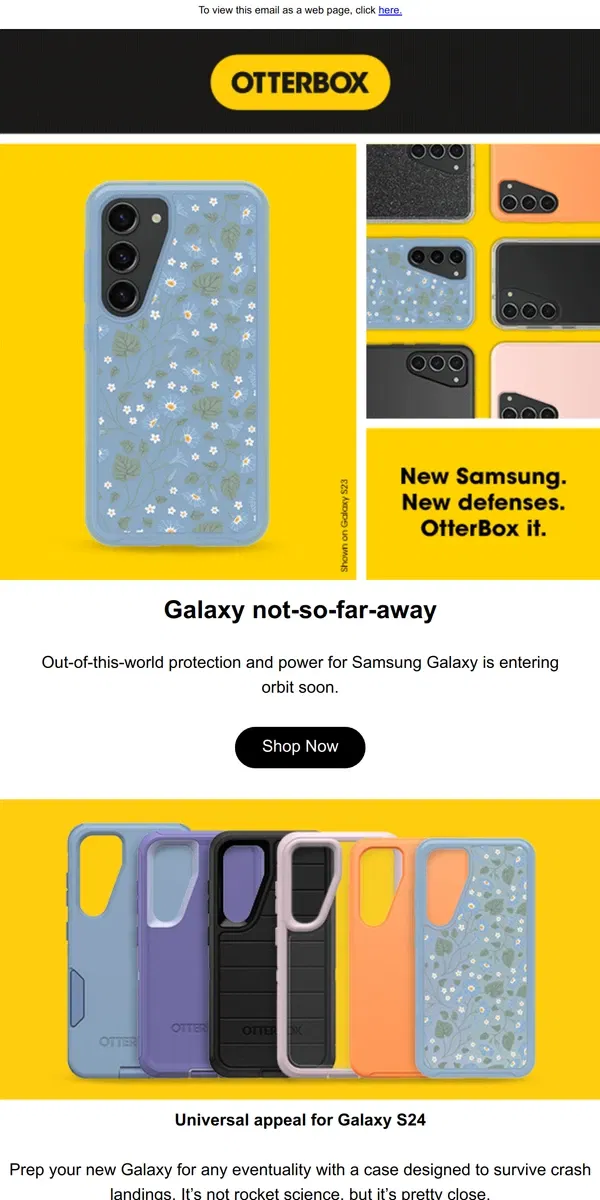 Email from OtterBox. Brace for impact — gear up for new Samsung Galaxy