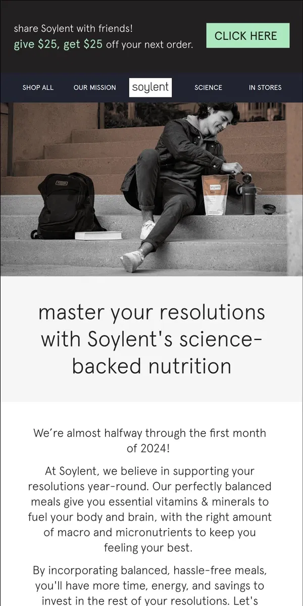 Email from Soylent. The secret to setting resolutions