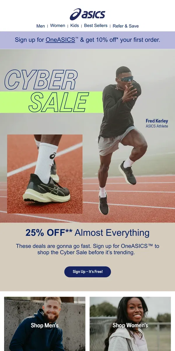 Email from ASICS. 25% off almost everything sitewide.