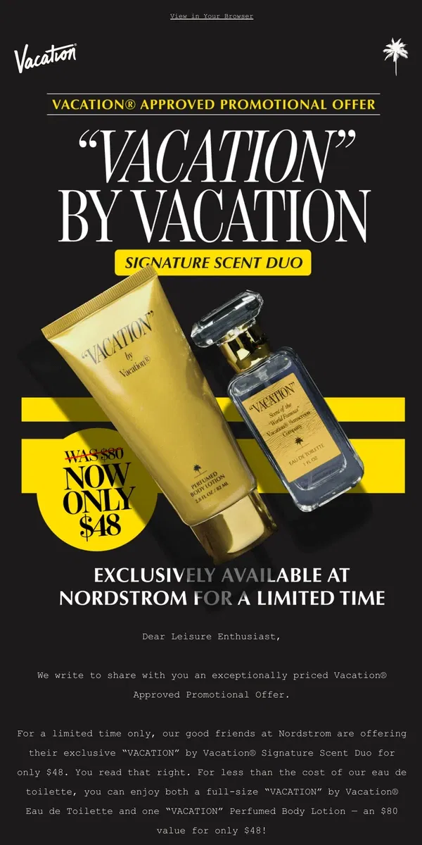 Email from Vacation. 🌴 “VACATION” Scent Duo, Now ONLY $48! 🌴