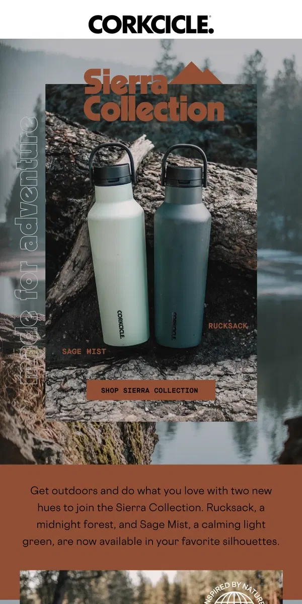 Email from CORKCICLE. Get Outdoors With Sage Mist & Rucksack