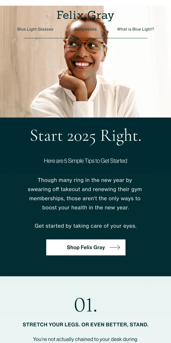 Email from Felix Gray. Start 2025 Right, With A New You