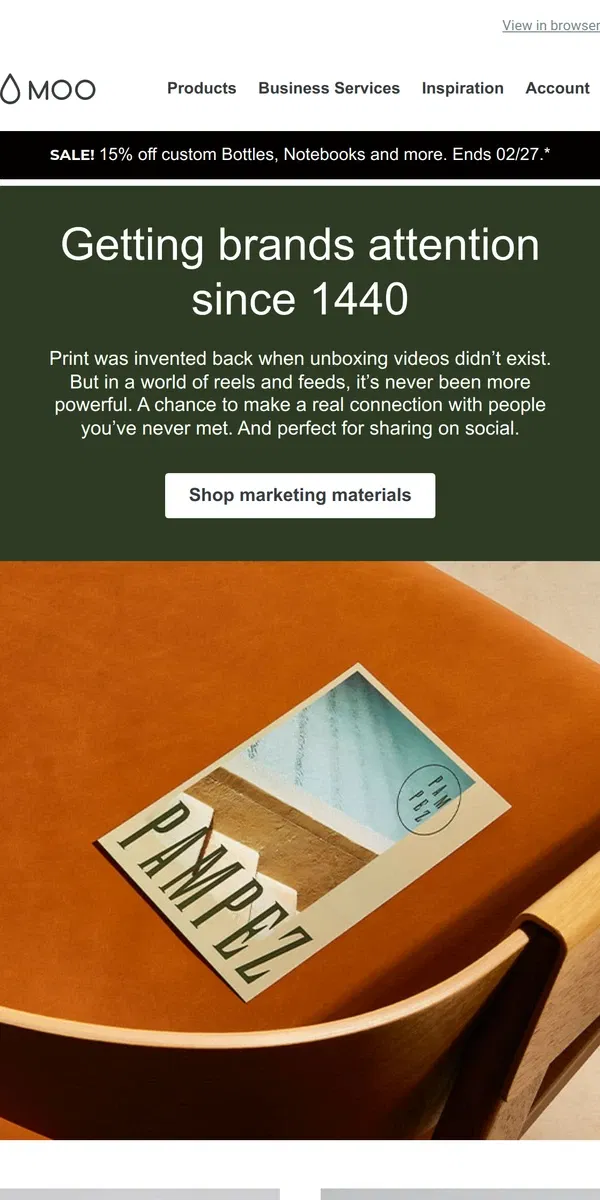 Email from MOO. Print hasn’t lost its power