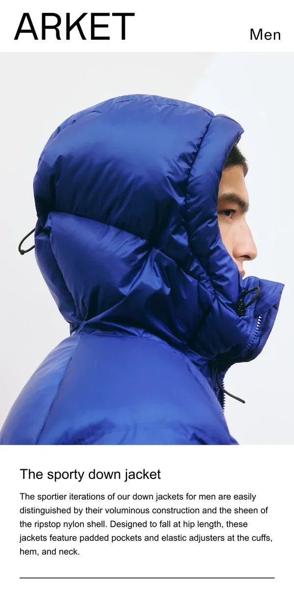 Email from ARKET. AW24 – The sporty down jacket