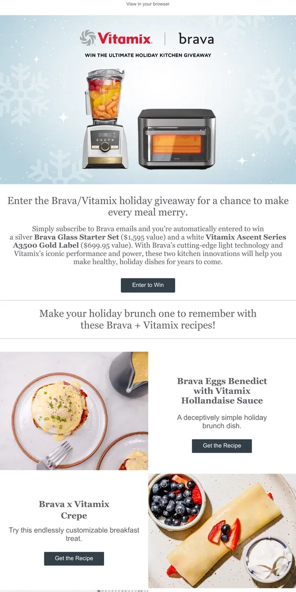 Email from Vitamix. The Ultimate Holiday Giveaway