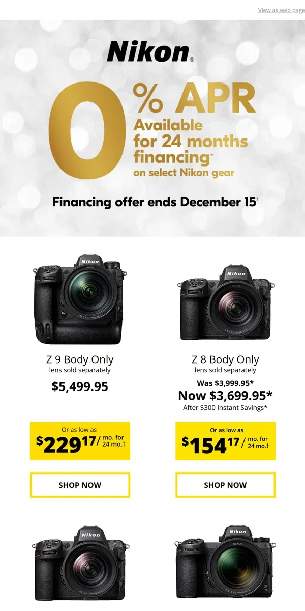 Email from Nikon. Last Chance for 0% APR!