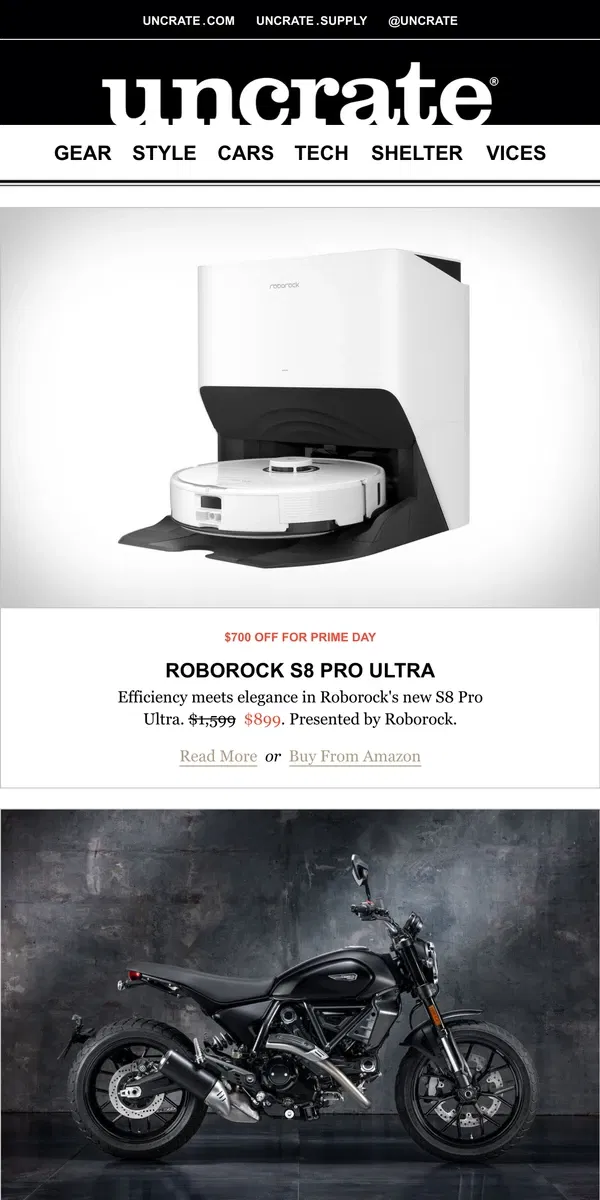 Email from Uncrate. Roborock S8 Pro Ultra & more