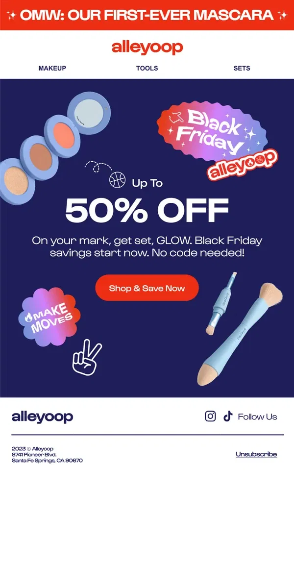 Email from Alleyoop. Black Friday came early