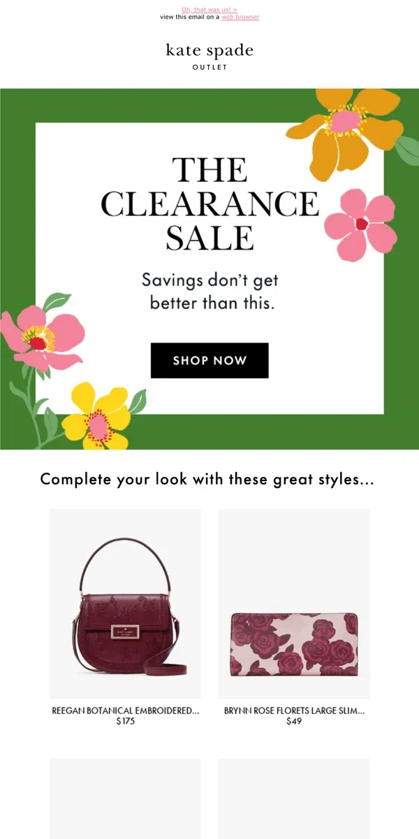 Email from Kate Spade. Did someone say clearance?