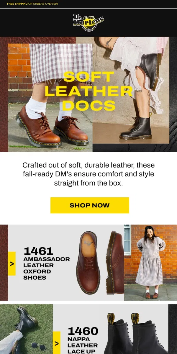 Email from Dr. Martens. Soft leather, made for fall