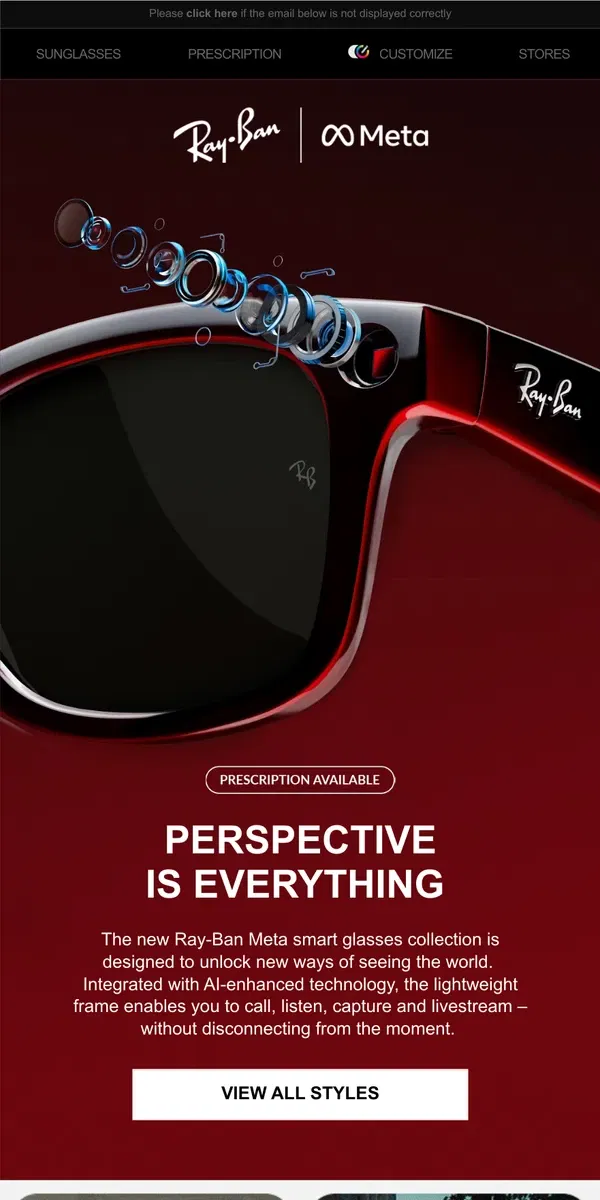 Email from Ray-Ban. Designed to unlock new ways of seeing the world