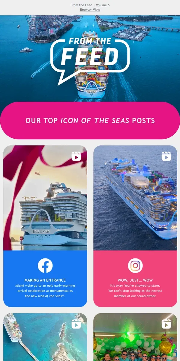 Email from Royal Caribbean. Did you catch all these Icon of the Seas posts?