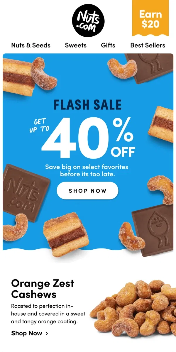 Email from Nuts.com. Up to 40% OFF top-rated picks + more