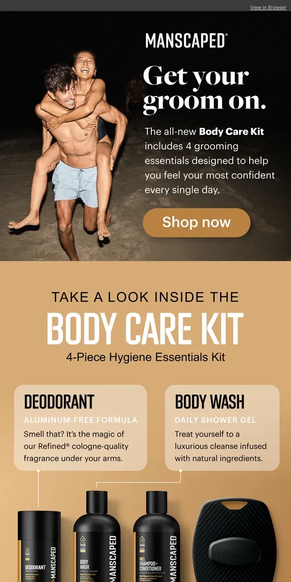 Email from MANSCAPED. The 4 essentials of daily grooming