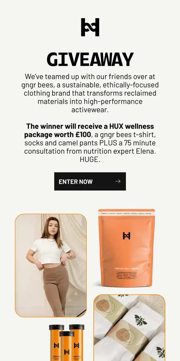 Email from HUX. WIN the ultimate wellness bundle! 🌿💫