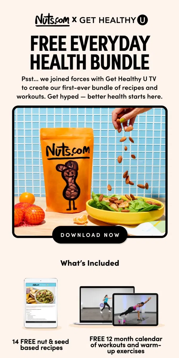 Email from Nuts.com. Nuts.com x Get Healthy U TV is here 💪