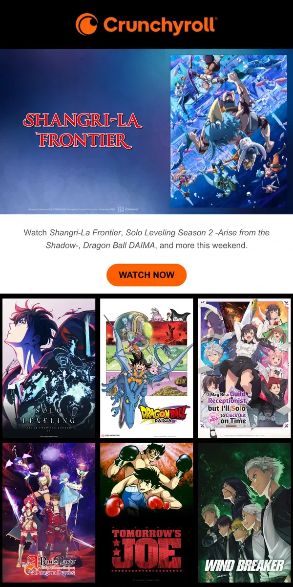 Email from Crunchyroll. Ready to Rumble This Anime Season?