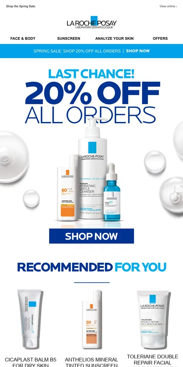 Email from La Roche-Posay. 20% off sitewide | Don't miss this!