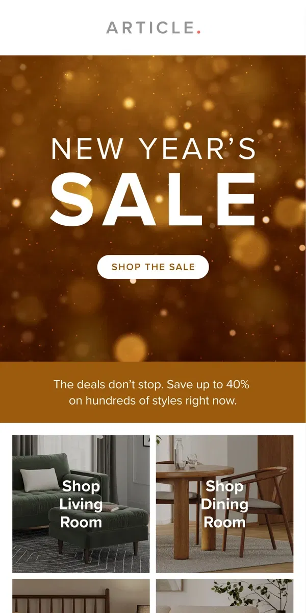 Email from Article. New Year’s Sale on now