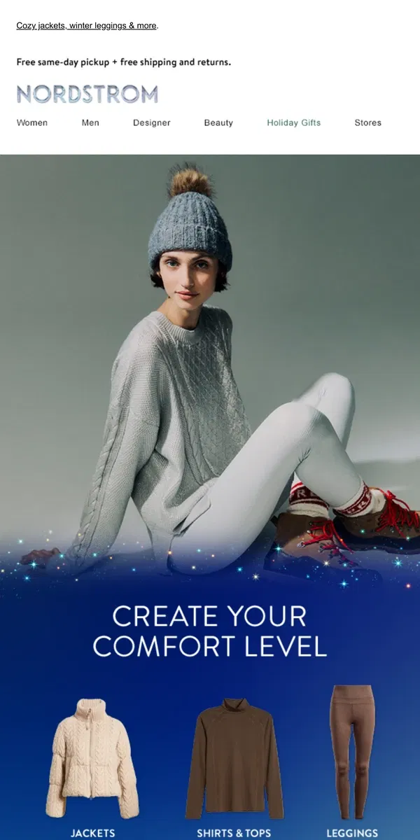 Email from Nordstrom. Layer up, beat the chill