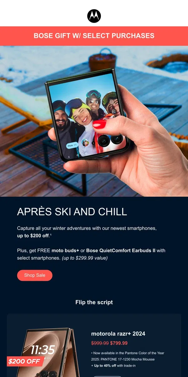 Email from Motorola. Chill Out with our Après Ski Sale! ⛷️