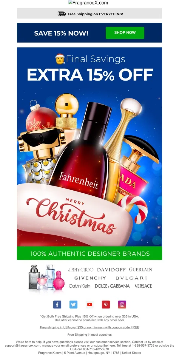 Email from FragranceX. Final Call for Xmas Savings!🎄