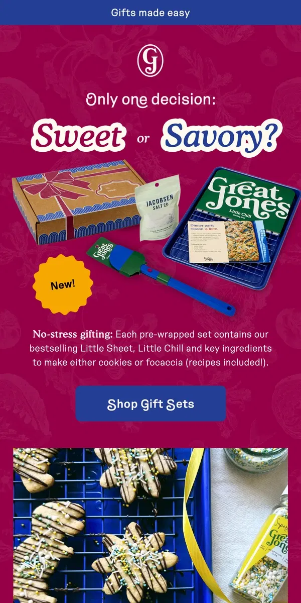 Email from Great Jones. NEW gift sets!