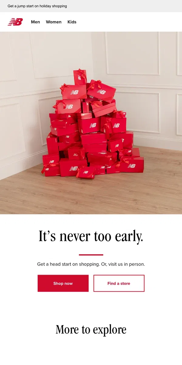 Email from New Balance. Avoid the Holiday rush