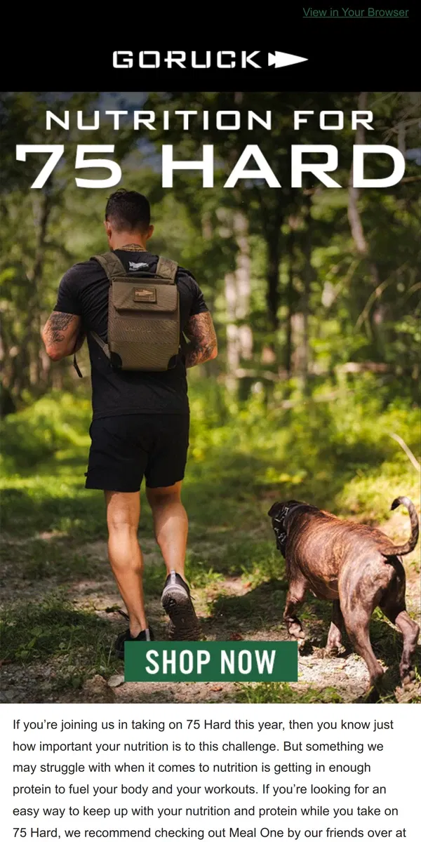 Email from GORUCK. The Nutritional Secret to Success For 75 Hard