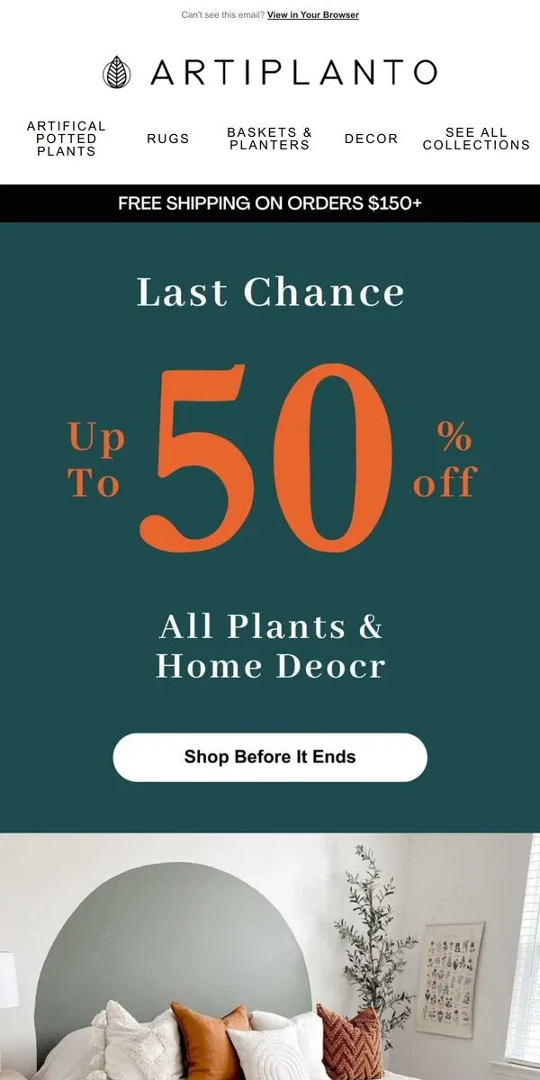 Email from Artiplanto. 🌿Hurry! Don’t Miss Up To 50% Off