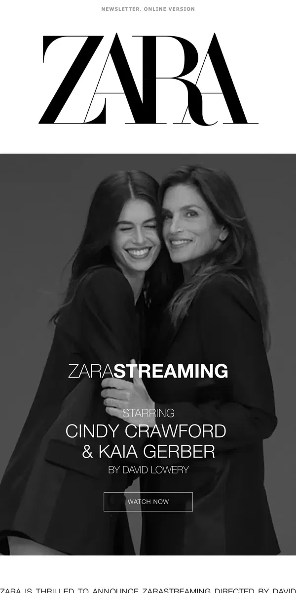 Email from Zara. ZARA STREAMING Collection