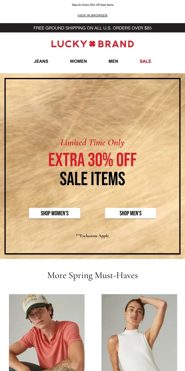 Email from Lucky Brand. SOOO Many Things Are On Sale