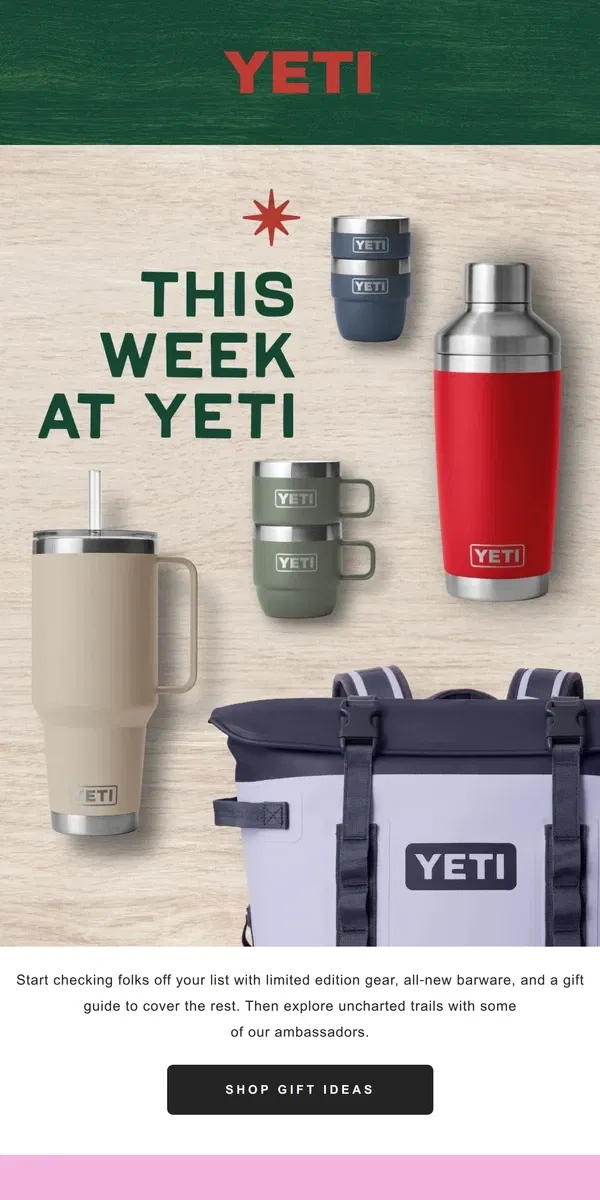 Email from YETI. Knock Out Your List With Tough Gifts