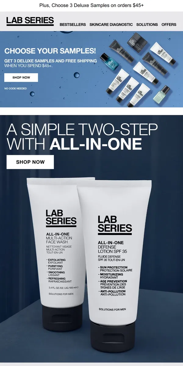 Email from Lab Series. A Simple Two-Step With All-In-One