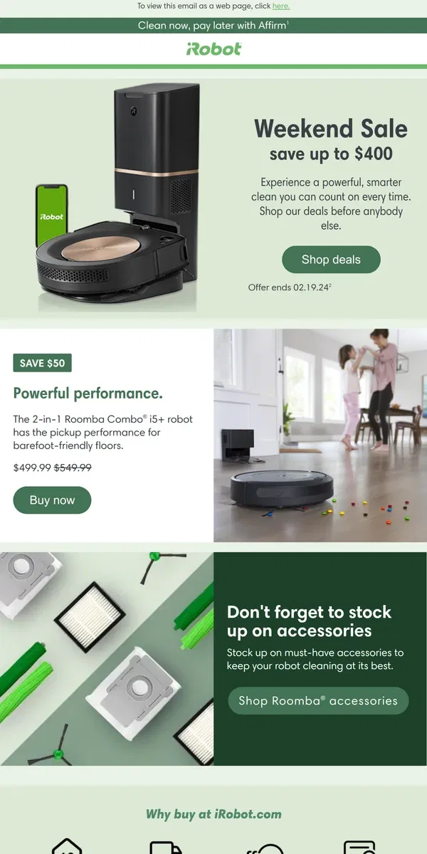 Email from iRobot. Our weekend sale starts now!