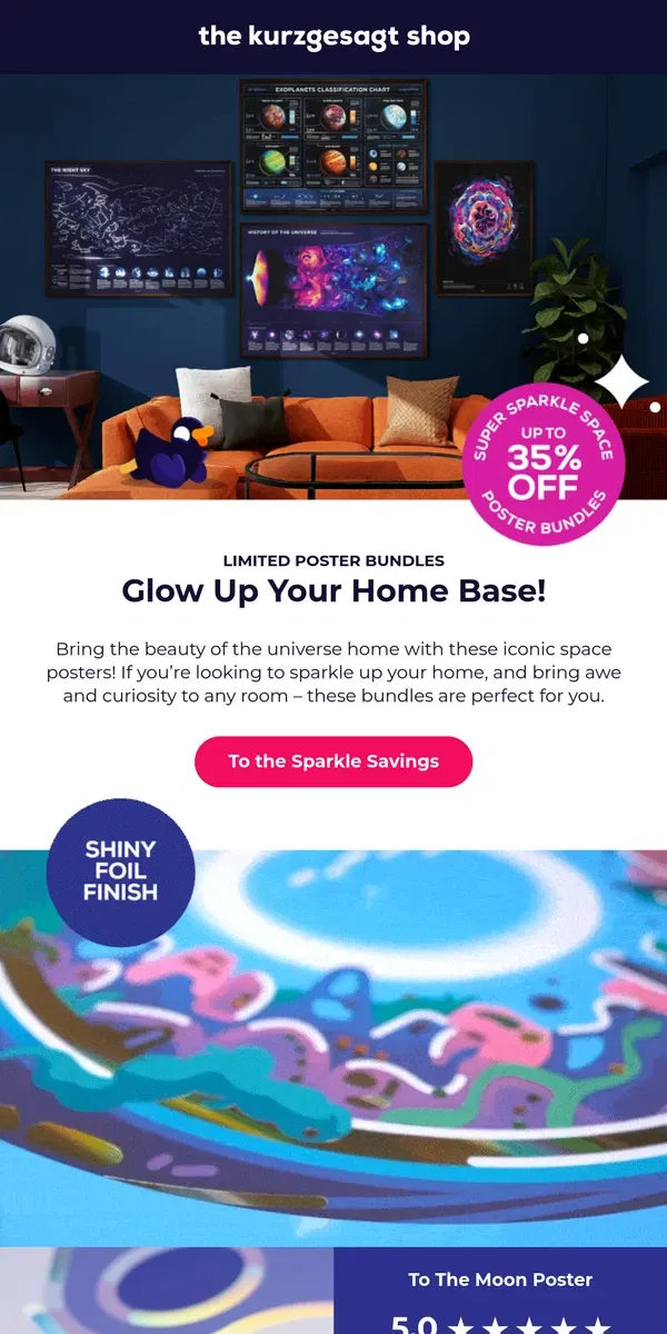 Email from Kurzgesagt. Add Some Cosmic Sparkle to Your Walls 🌌