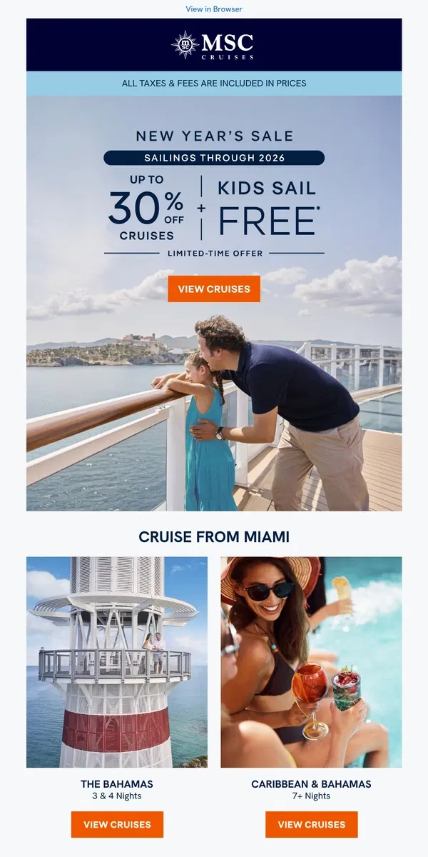 Email from MSC Cruises. Sale Extended: Cruise in 2025 With up to 30% Off