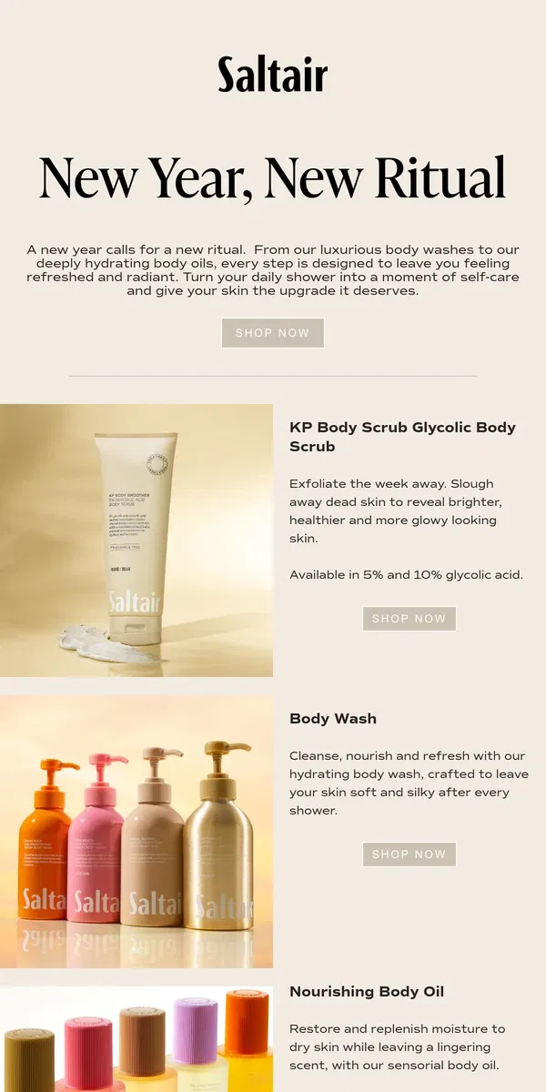 Email from Saltair. Your 2025 Skincare Upgrade