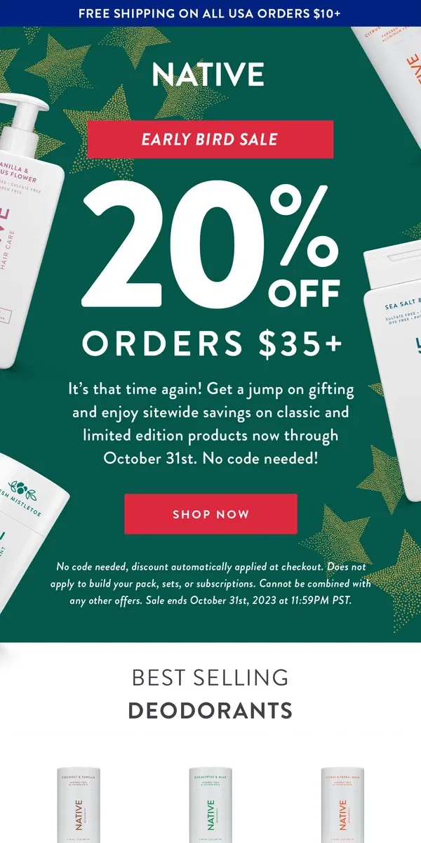 Email from Native. Your favorites are 20% off!