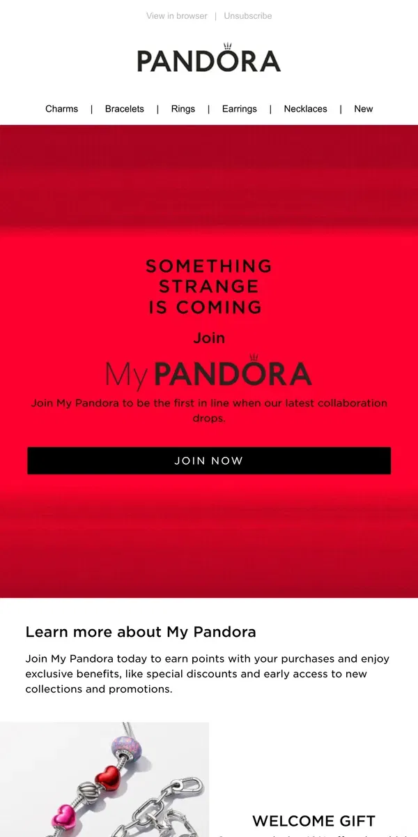 Email from Pandora Jewelry. Strange things are happening...