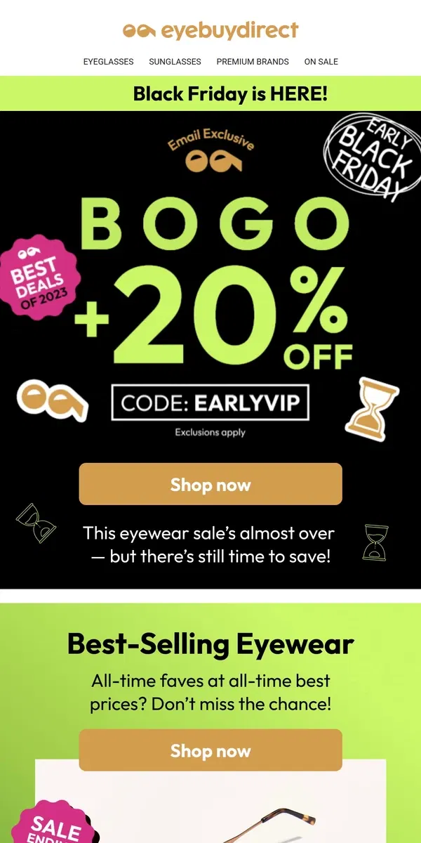 Email from Eyebuydirect. About Your Email Exclusive to Early Black Friday 🤔😎