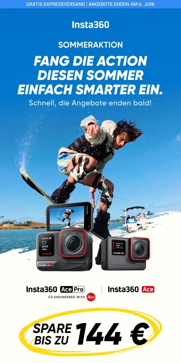 Email from Insta360. Die smartesten KI-Action-Kameras zum Schnäppchenpreis!