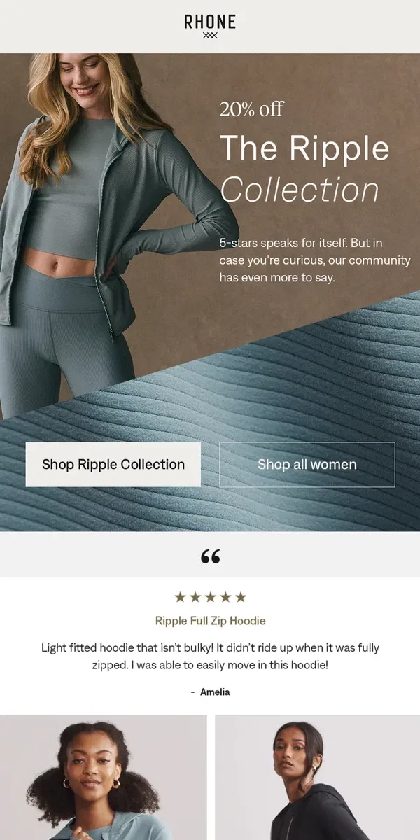 Email from Rhone. 20% off head-to-toe Ripple