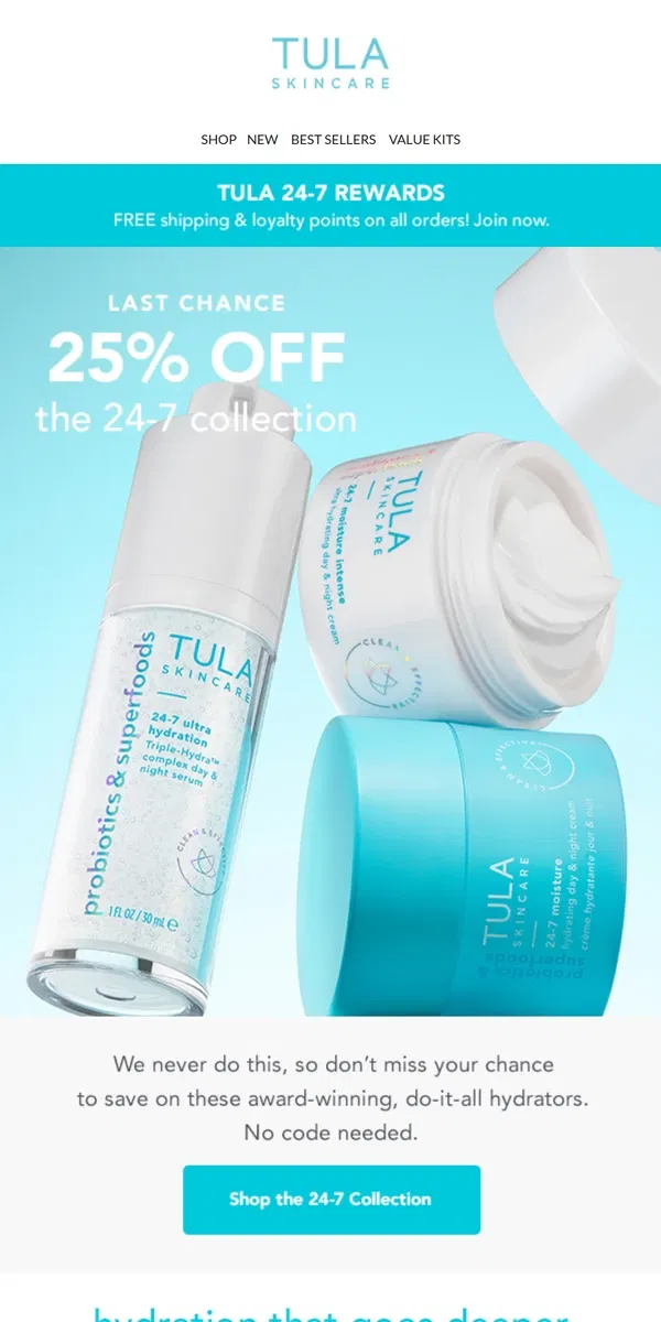 Email from TULA Skincare. ENDS TONIGHT!