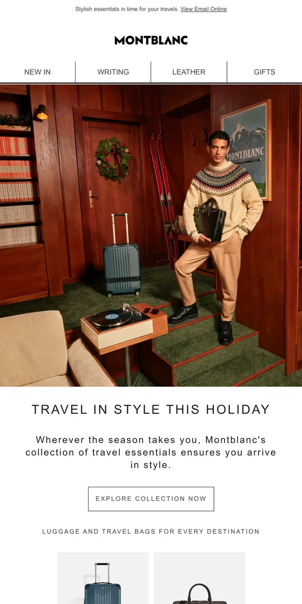 Email from Montblanc. Elevate your holiday travels with Montblanc