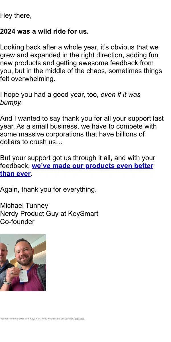 Email from KeySmart. You’re amazing ❤️ thank you