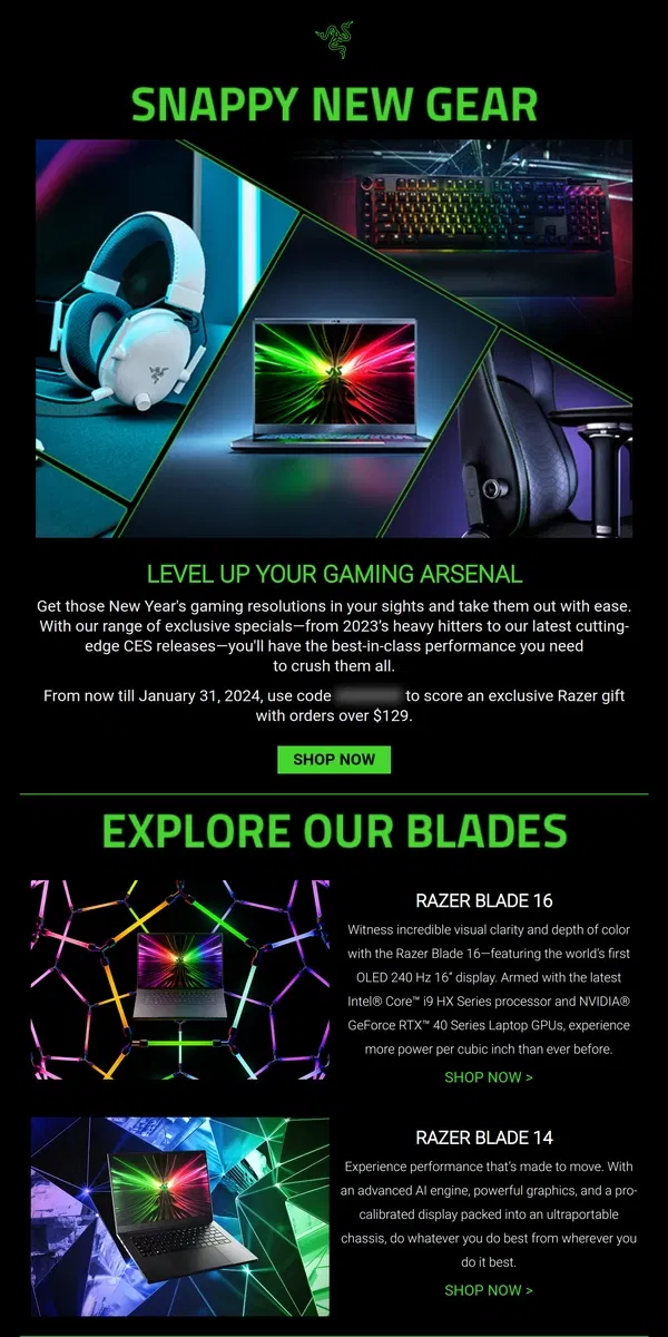 Email from Razer. Snappy New Gear